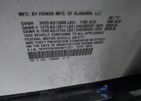 2017 Acura Mdx Technology Package from USA, damaged, VIN 5FRYD3H58HB011221